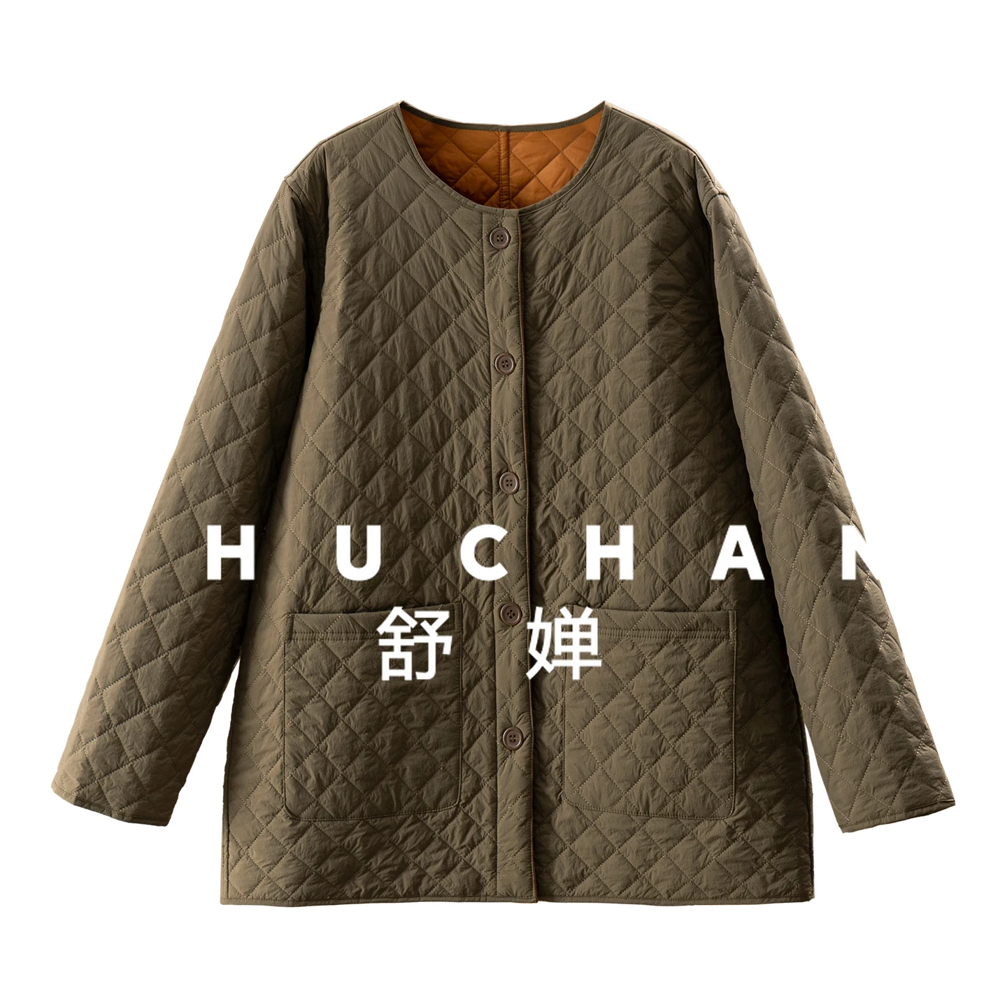 

Argyle Light and Thin Double-sided Wear, Cabinet Streamlined Rhombus Quilted Round Neck Jacket Women 53E0