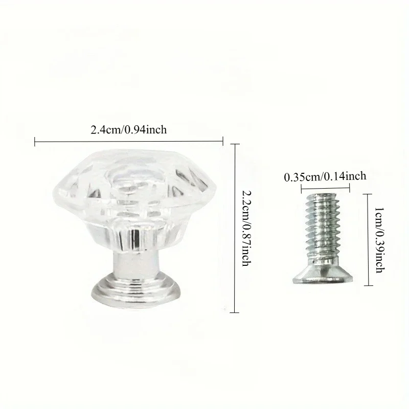 Crystal Clear Acrylic Cabinet Handles - Single Hole Round Drawer Pulls for Furniture, Closets & Jewelry Boxes