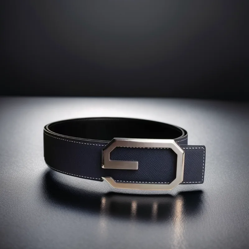 3.8Cm Width Reversible Belt with Shiny Titanium Letter G buckle