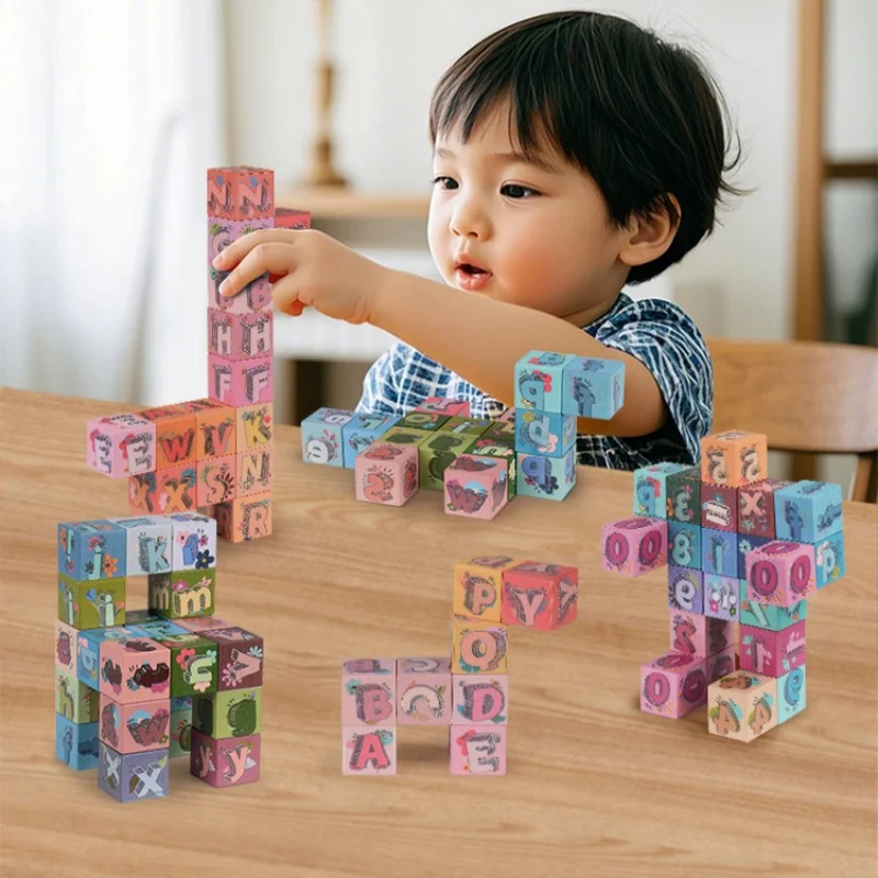 Zestaw magnetycznych klocków dla dzieci DIY Alfabet Cyfry Nauka Wzorów Edukacja Montessori Puzzle Zabawki STEM