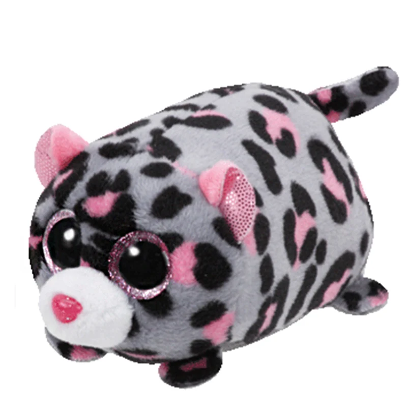 10cm Teeny Ty Beanie Big Eyes  Phone Screen Wipe Stuffed Mini Plush Toy Doll Gray Leopard Miles Children Christmas Gifts