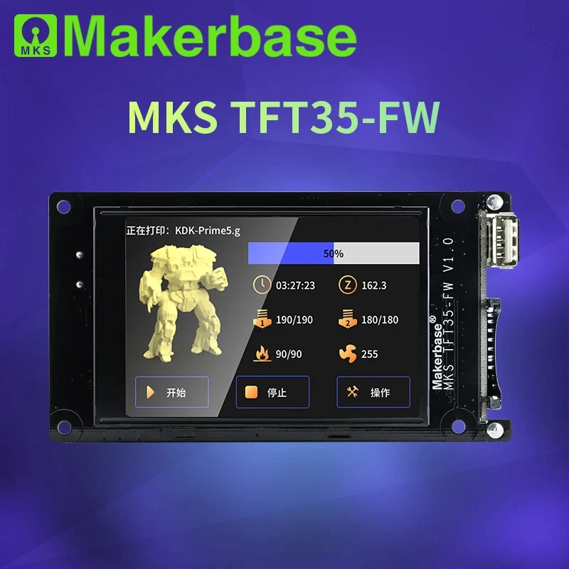 Детали для 3D-принтера Makerbase MKS TFT35 FW V1.0, сенсорный экран 3,5 дюйма, вставка SD-карты, USB-диск, передний Wi-Fi контроль, предварительный просмотр Gcode