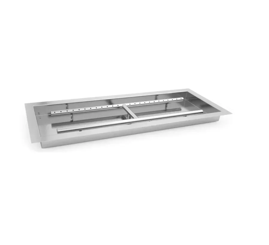 304 Stainless Steel Outdoor Fire Pit H Type Burner Inset 24x8 Inch Rectangle Fire Bowl Ready to Ship