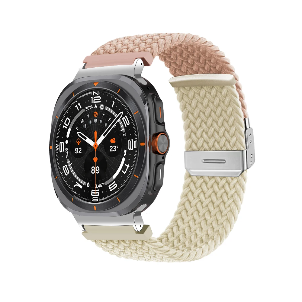 Braided Solo Loop Strap for Samsung Galaxy Watch Ultra Band 47mm Stretchy Elastic Fabric Nylon Bracelet Galaxy watch 7Ultra Band