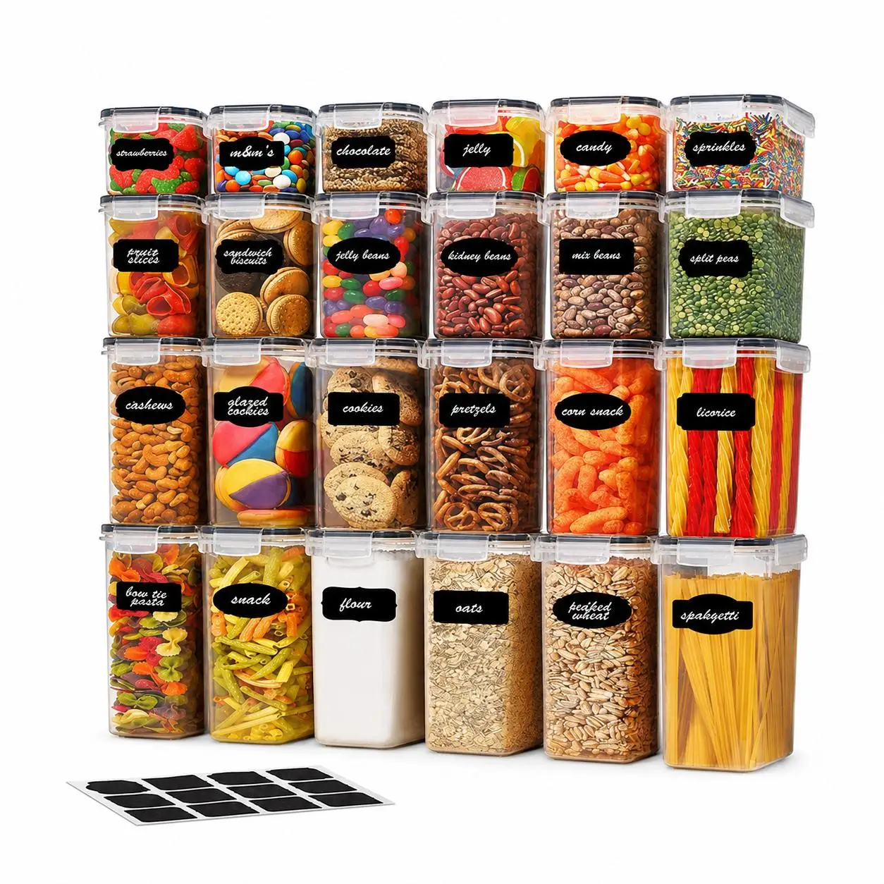 32Pcs Airtight Food Storage Container Set 16 Pack BPA Free Stackable Kitchen Pantry Canisters with Leak Proof Lids Reusable Meal Prep Box Cereal Flour Sugar Organization Accessories with Labels