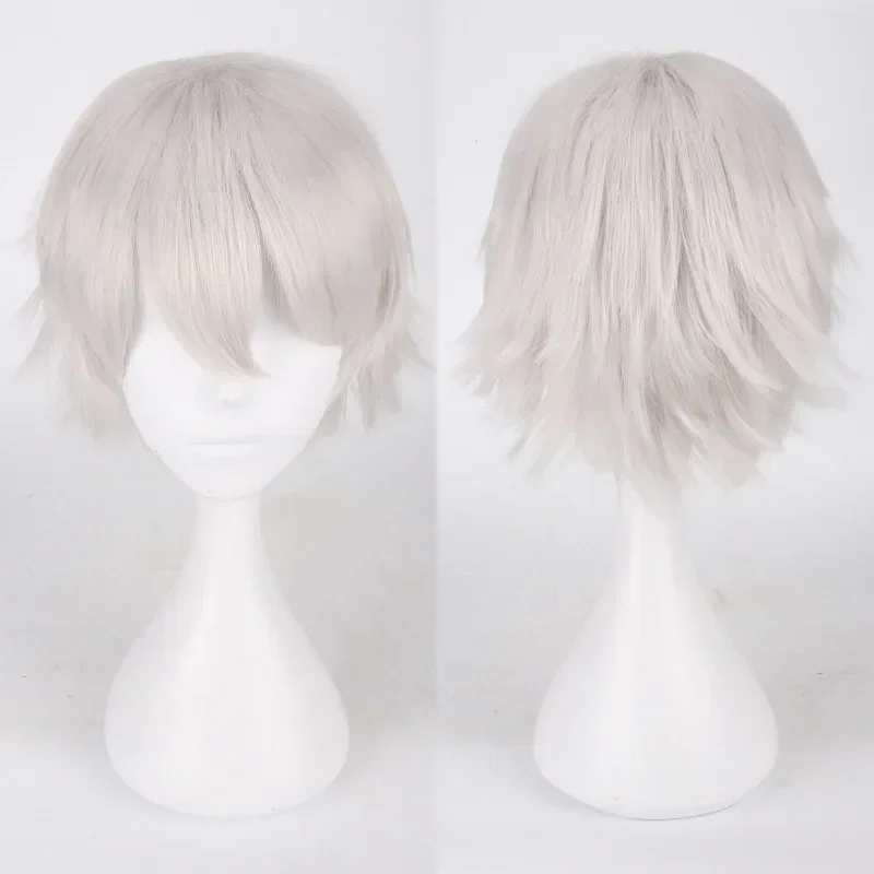 Spiky Short Cosplay Wig 30cm Black Synthetic Hair with Fluffy Ends for Anime Men Women Halloween Party Costume