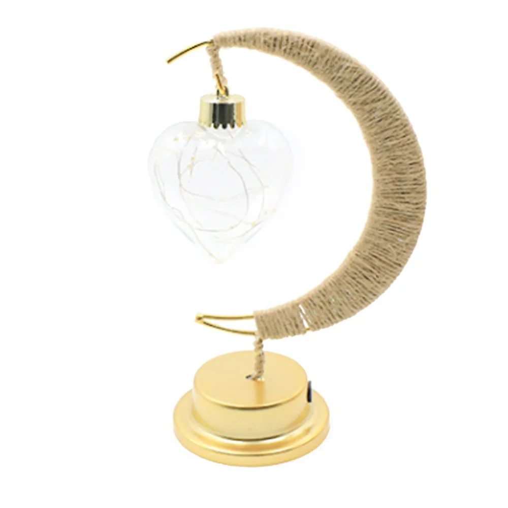

Iron Art Star Light Moon Table Lamp Bedside Lamp Golden Night Light USB/Batteries Hemp Rope LED Light Home Decoration
