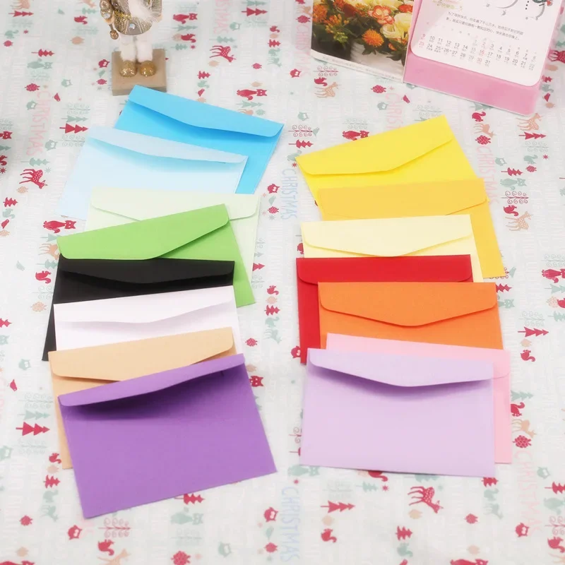 11.5x8.2cm Size 10pcs/pack Small Mini Paper Envelopes ID Card Packing Colorful Color Letter Envelope Blue Red Black Kraft