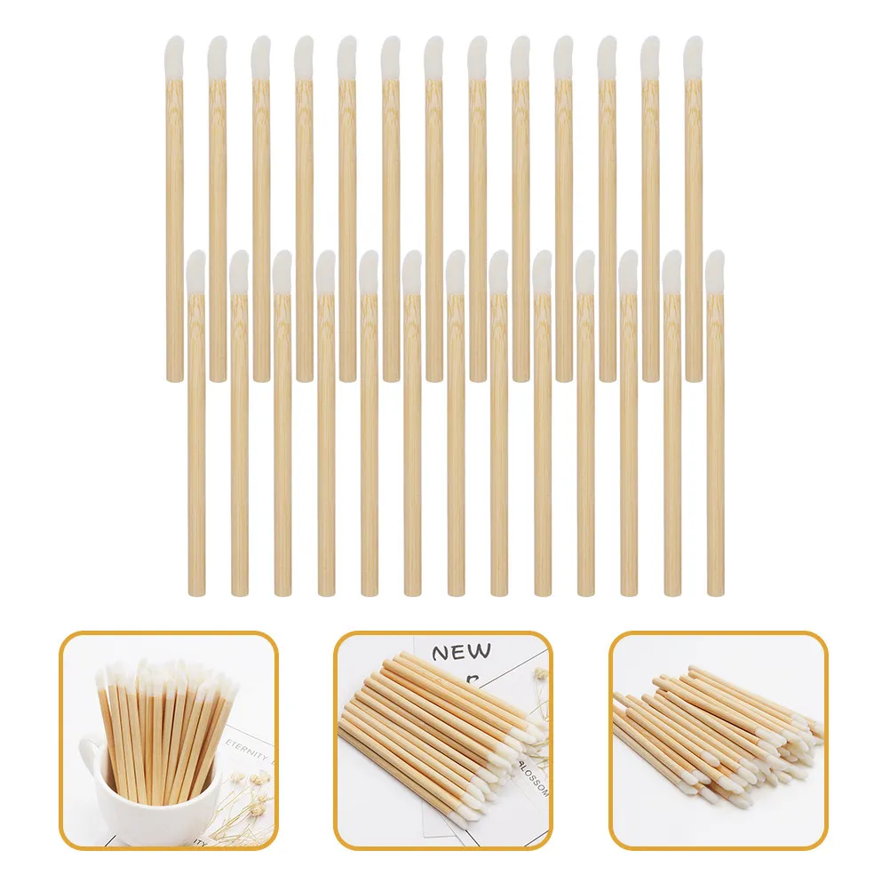 

100 шт. одноразовых аппликаторов для губ с деревянной ручкой: для бальзама, туши, маникюра. Гладкое нанесение, легкие, портативные, для красоты.