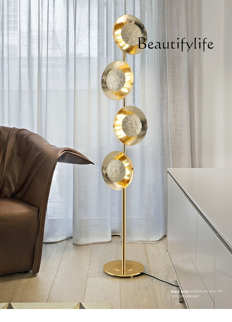 Nordic postmodern design simple fashion living room golden floor lamp