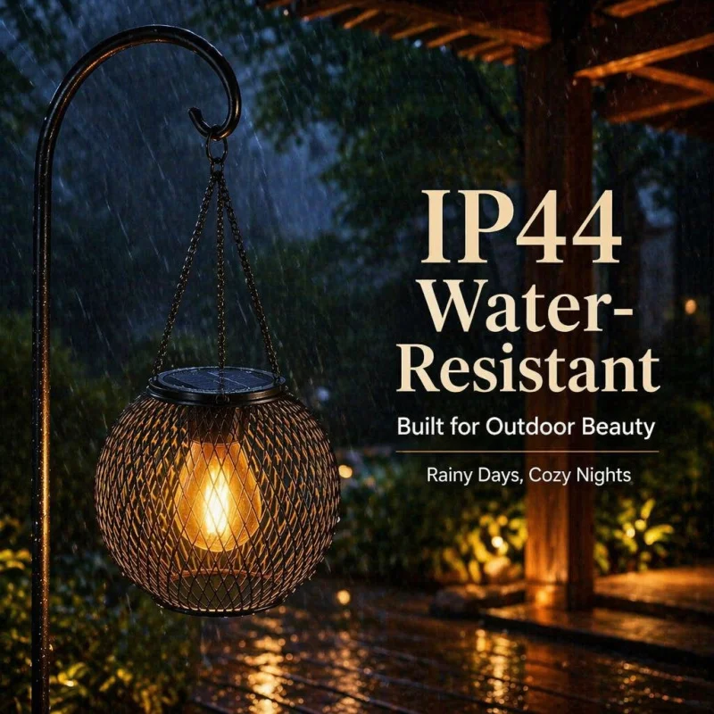Solar Powered LED Hanging Floor Lamp Outdoor Hollow Outlight Garden Landscape Night Light Outdoor Feng Shui Decorative Light view 2