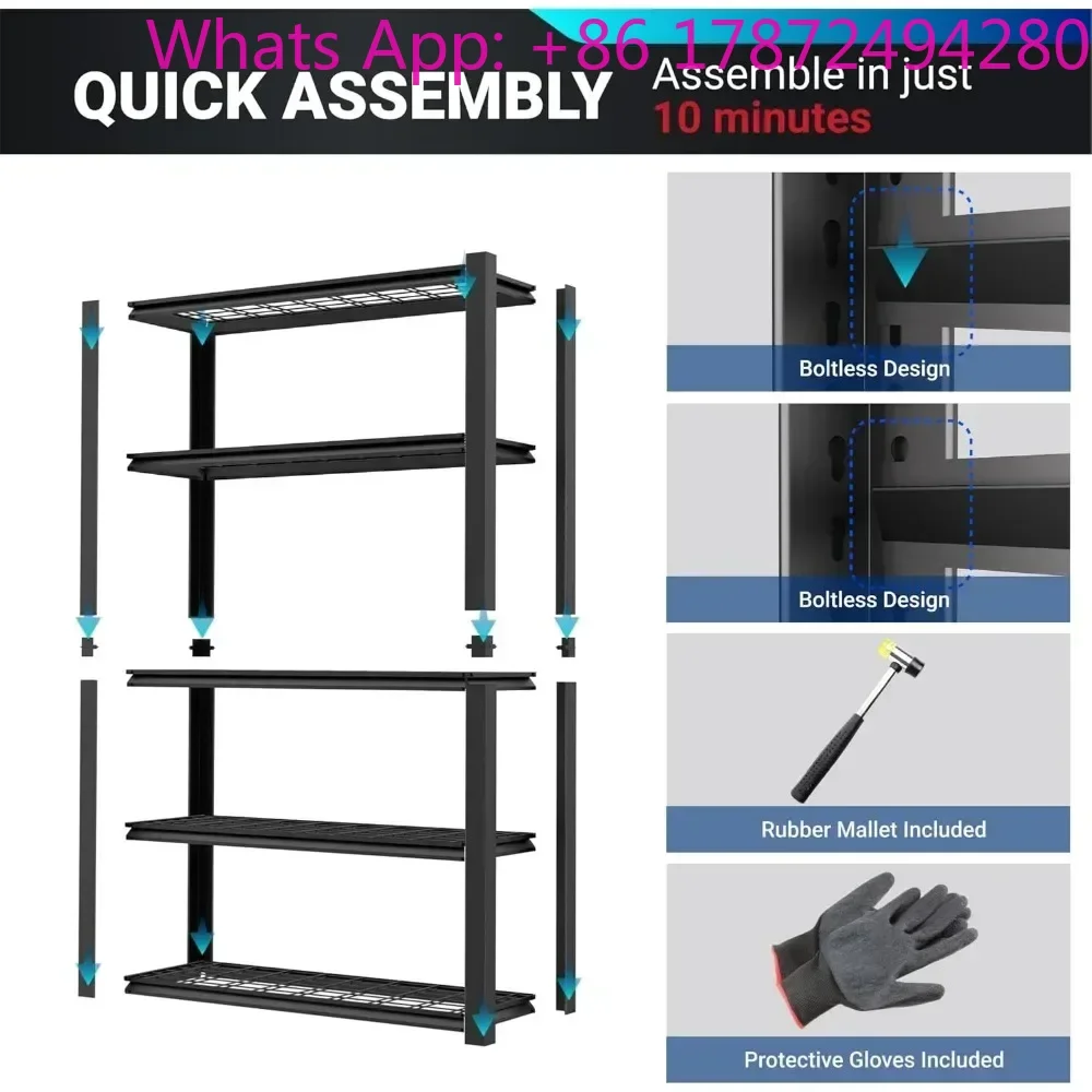 5-Tier Storage Shelves, Standing Metal Wire Rack Unit, Heavy Duty Shelving