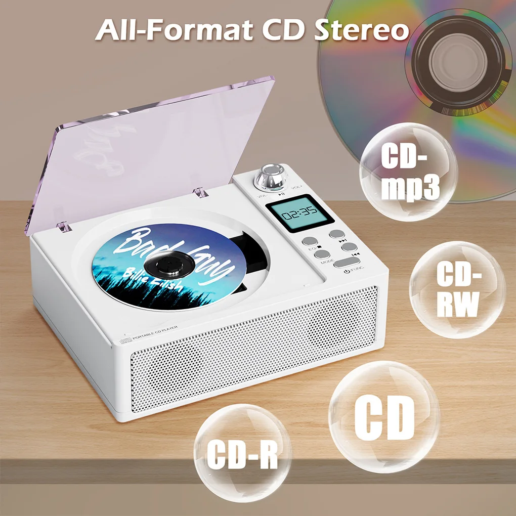 

Портативный CD-плеер, двойной динамик, Bluetooth, Hi-Fi, качество звука, ретро-плеер, поддержка USB/TF-карты/FM-аудиоотверждения