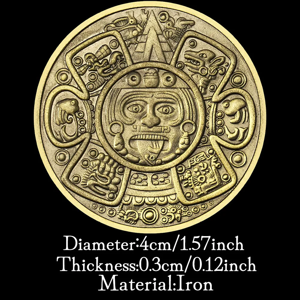 Aztec Ancient bronze Mysterious Collectibles Crafts Gifts Mexico Mayan Commemorative Coin Collection Collect Art view 3