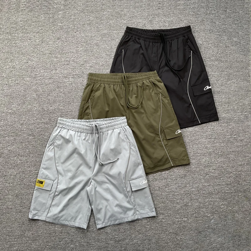 

Casual Summer Embroidered Workwear Sle Men's orts Five kets Straight Leg Polyester Fiber No Brand Registered Trademark