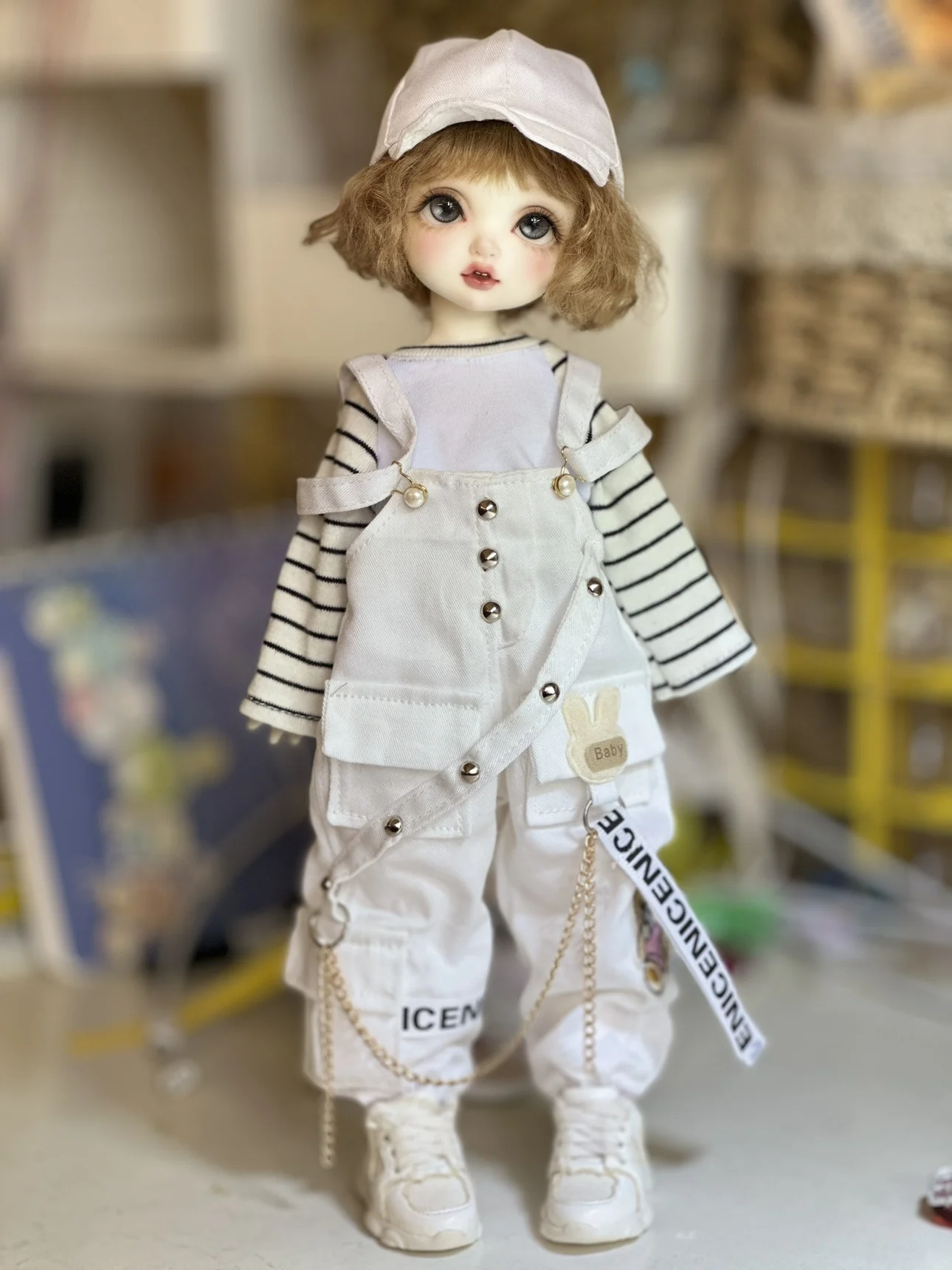 BJD doll clothes for 1/4 1/5 1/6 size cute doll overalls clothes set BJD doll clothes  1/4 1/5 1/6 doll accessories (2 points)