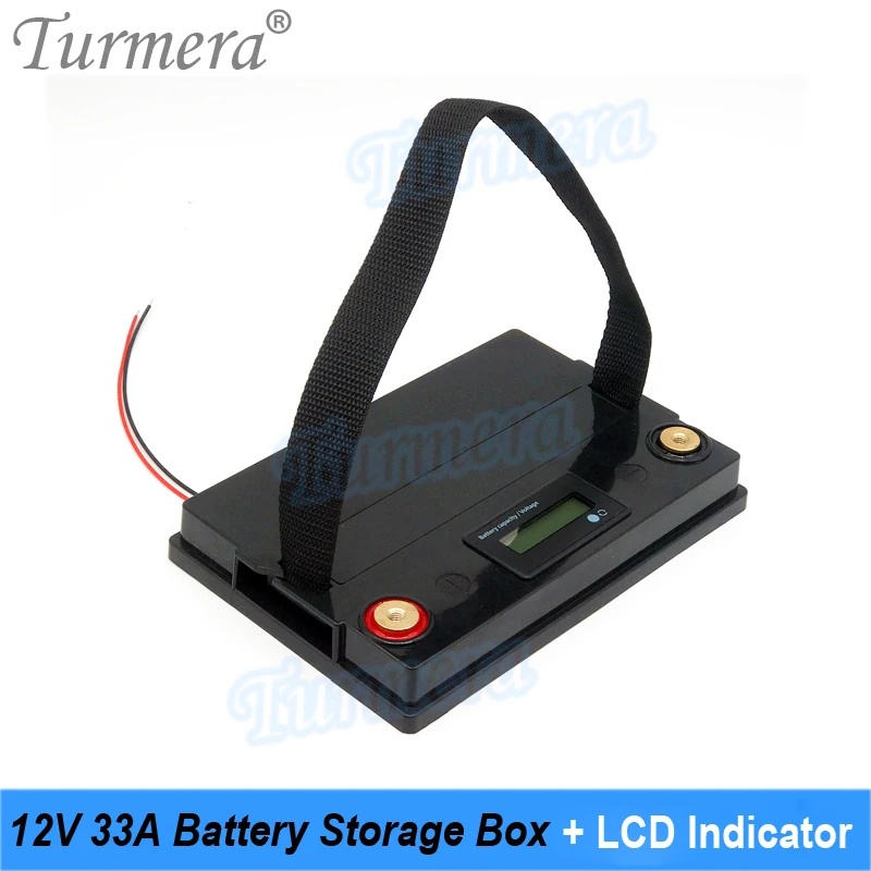 Turmera-caja de almacenamiento de batería, Lifepo4 indicador LCD para baterías de mano, sistema de energía Solar, 12V, 33A, 18650, 26650, 21700, 32700