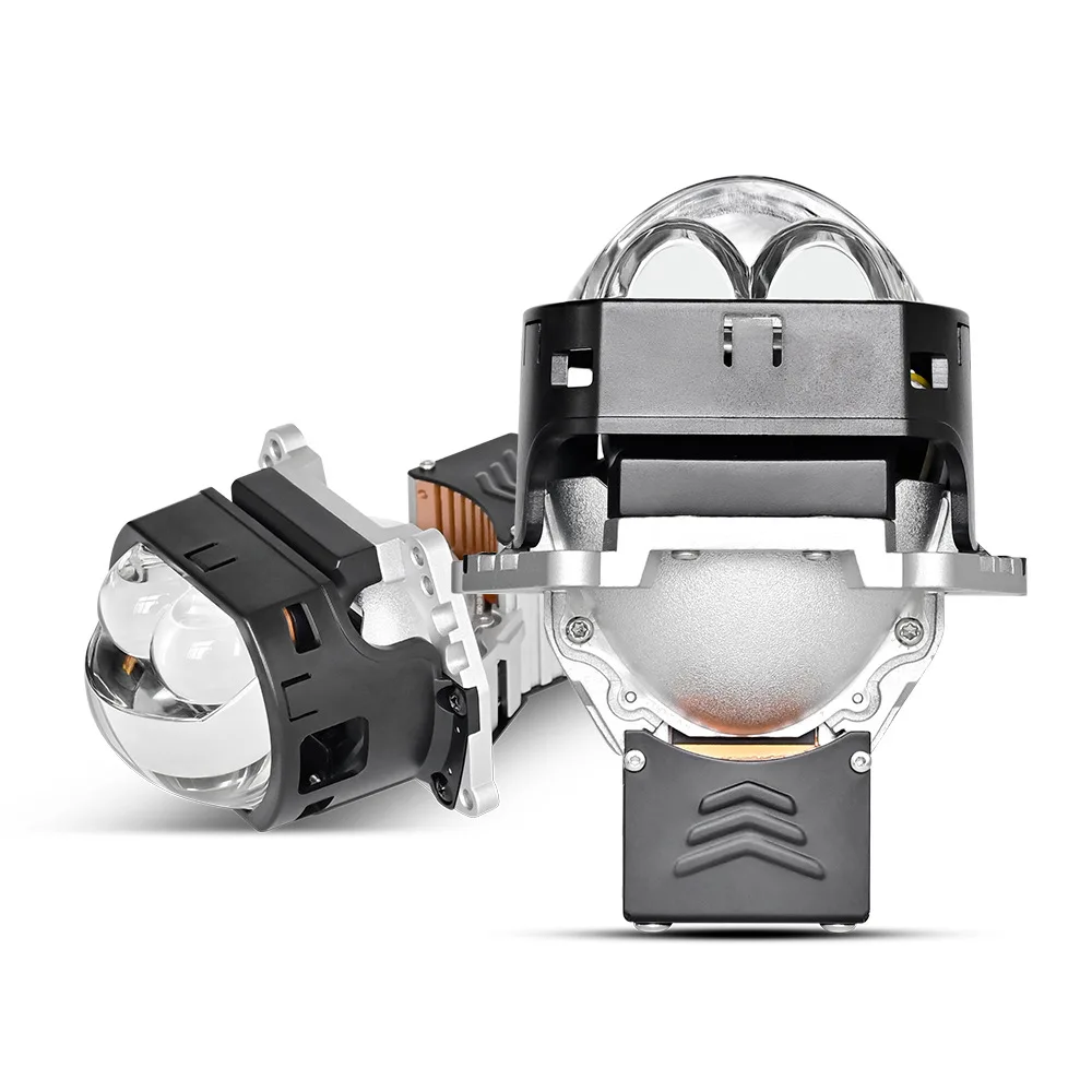 160W 3-Inch Square Bi-LED Headlight Projector Dual Beam Laser Effect No Damage Fit H4 H7 Penetration Car Accessories Upgrade