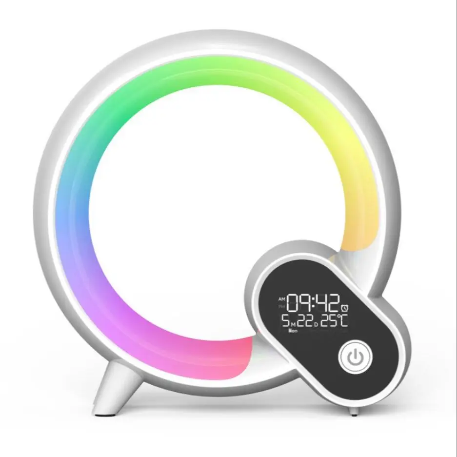 

Creative Q 3D Light Analog Sunrise Digital Display Alarm Clock Bluetooth Audio Intelligent Wake-up Q Colorful Atmosphere Light