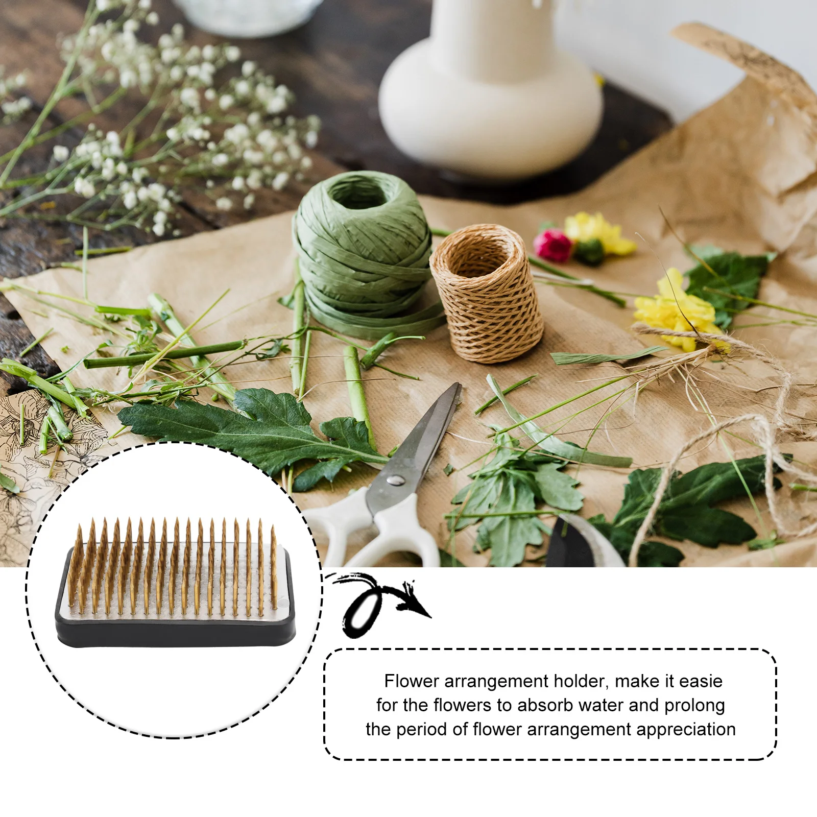 

Copper Flower Arrangement Tools Large Square Holder Pin Needle Sponge Reusable Non Slip Bottom Rubber Wear Resistant Long Time
