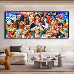 One Piece decorative painting Luffy Zoro Ace anime sofa background wall hanging painting One Piece study bedroom mural