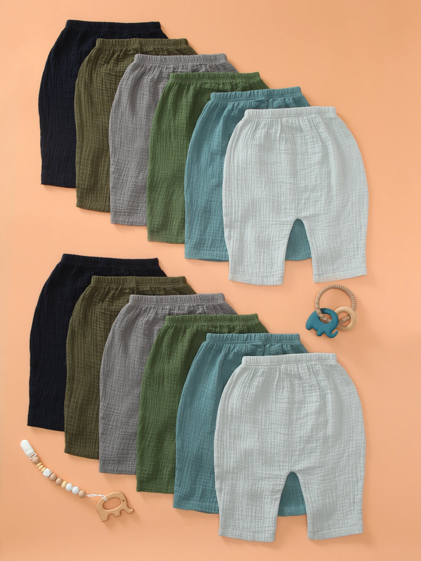 

Упаковка из 12 штанов-шароваров унисекс для малышей, вместительная посадка, без шнуровки, 100% хлопок для младенцев, мягкие леггинсы для малышей