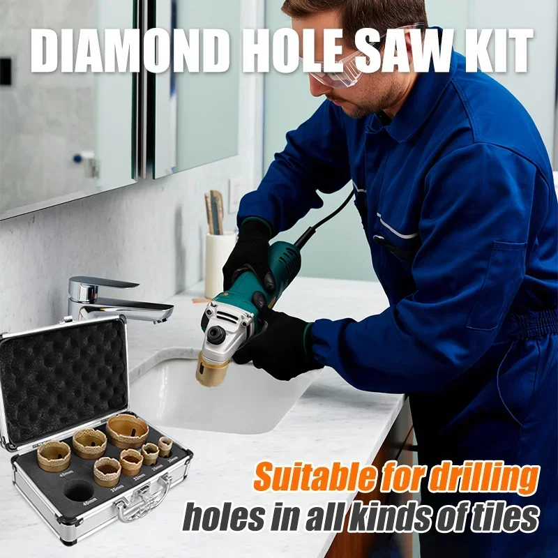 9PCS M14 Diamond Core Bit Set For Stone Granite Glass Marble Angle Grinder Bit Porcelain Tiles Crowns Set Matel Crowns