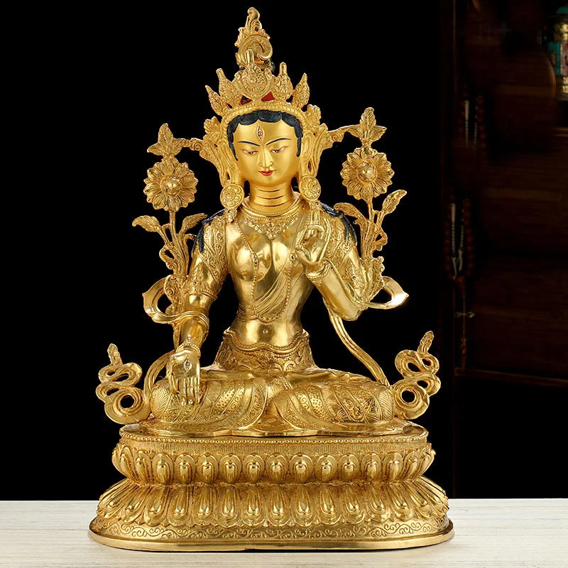 46CM enorme templo casero protección efectiva budismo del Tíbet dorado Tara blanca Avalokitesvara Guanyin estatua de cobre de Buda