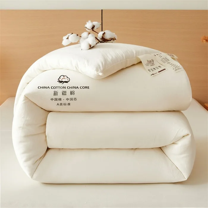 All Season 2 in 1 Cotton Comforter 100% Pure Cotton Filling Quilted Solid Color Warm Bedding Duvet Insert Multiple Colors
