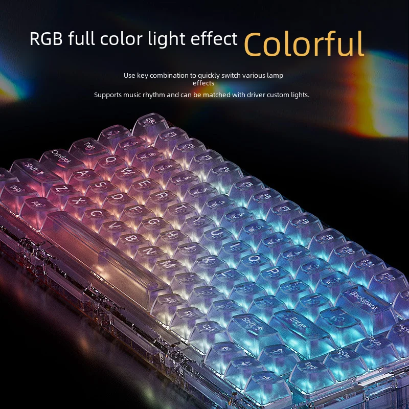 Magic Ice75 Transparent Ice Cube Mechanical Keyboard Rgb Light Three Mode Bluetooth Hot Swap Customized Gaming Keyboard