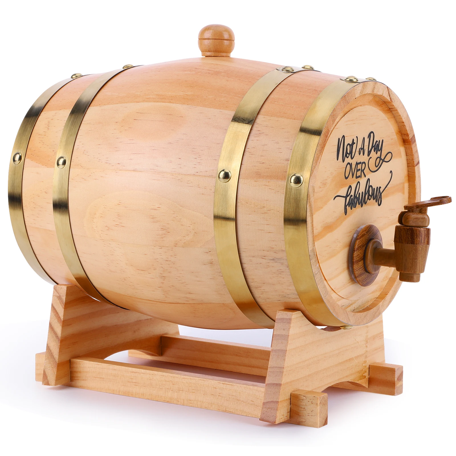 

3L Wine Barrel with Stand Bung and Spigot Whiskey Barrel Dispenser Bourbon Barrel for Cocktails Bourbon Rum Tequila Beer