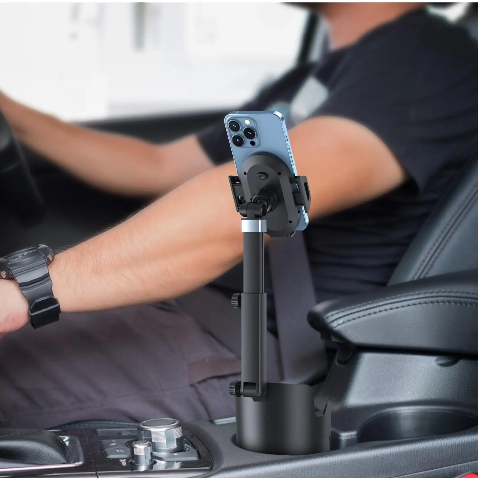 Car Phone Cup Holder Retractable Arm 360 Degree Adjustable Universal Car Cup Holder Phone Mount For SUV RV Truck Long Drive