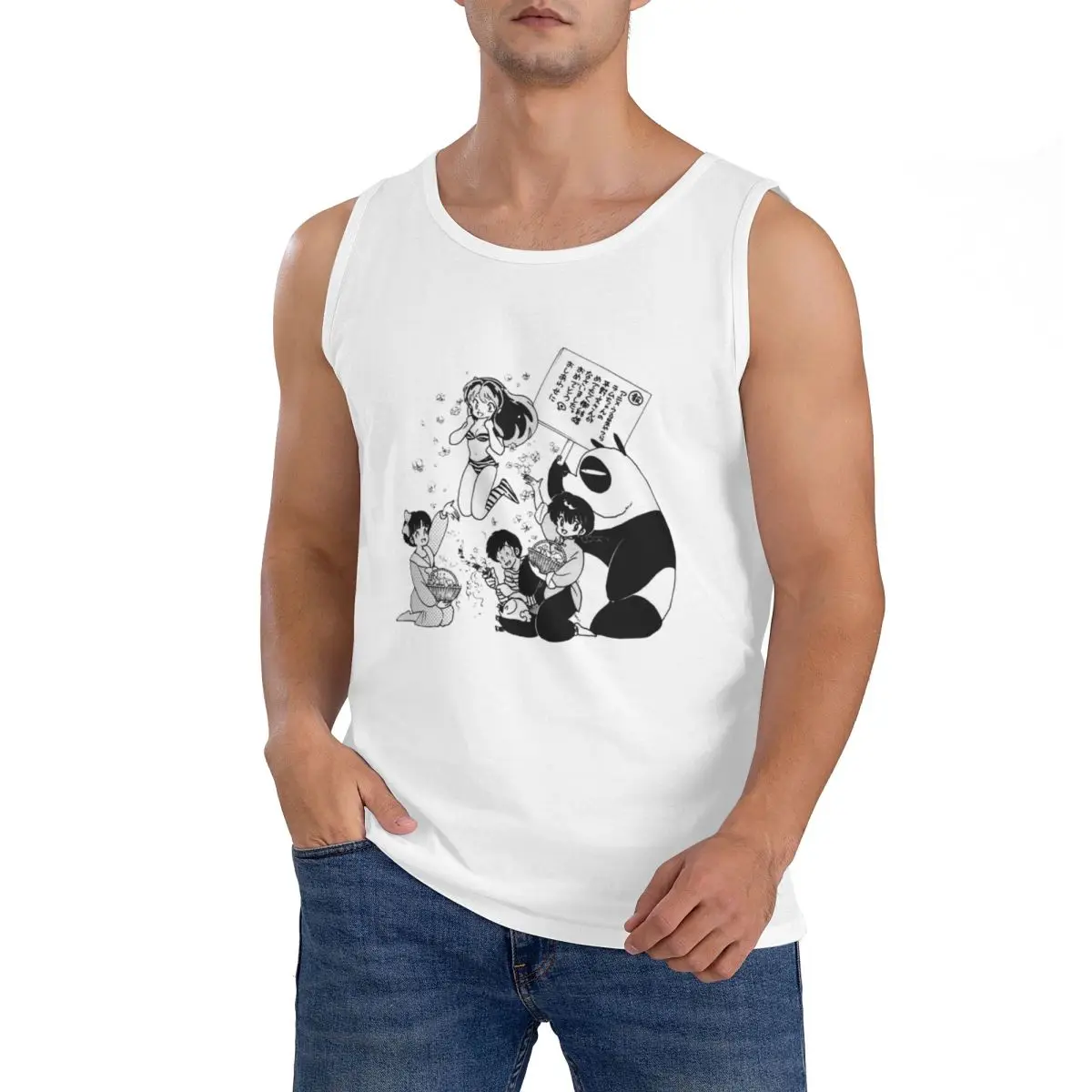Camiseta sin mangas Ranma 12 Urusei Yatsura 100% algodón, ropa deportiva para hombre, camisetas, chaleco con cuello redondo para hombre