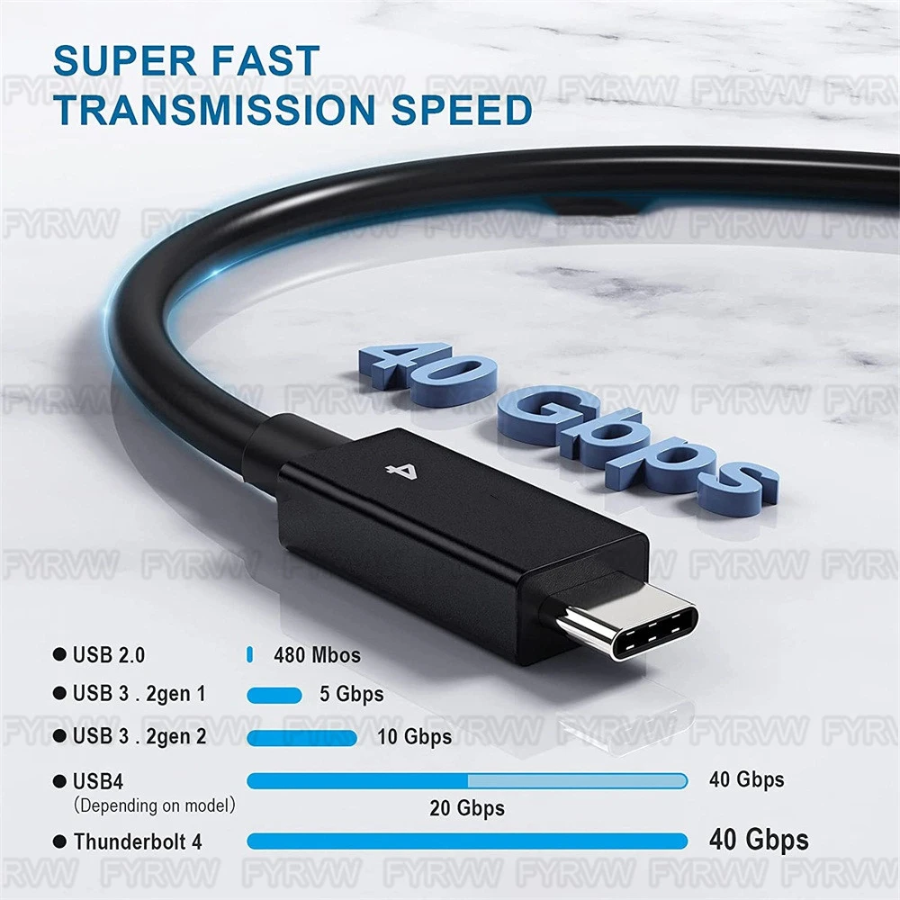 Kabel Thunderbolt4 USB C 40 Gb/s 8K@60Hz PD240W 100W Szybka ładowarka do MacBook Pro Samsung M1 Kabel Thunderbolt 4 do laptopa — zdjęcie produktu 2