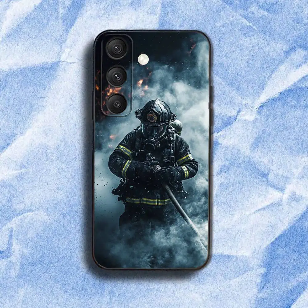 حافظة هاتف F-Fireman F-Firefighter لهاتف سامسونج S 25,24,23,22,30,21,10,9,Ultra,Plus,Lite,FE,4,5G حافظة ناعمة سوداء