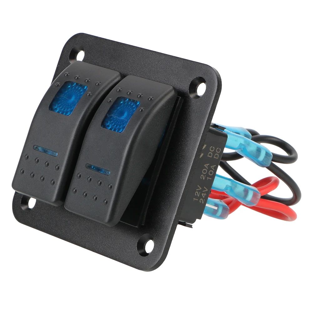 لسيارة RV السفر مقطورة البحرية قوافل التخييم LED لوحة التبديل مقاوم للماء 2 عصابة لوحة مفتاح متأرجح 12-24 فولت قطاع دارة