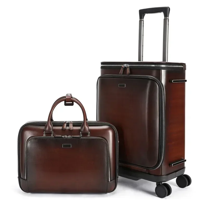 Leather suitcase briefcase men's integration large capacity high sense