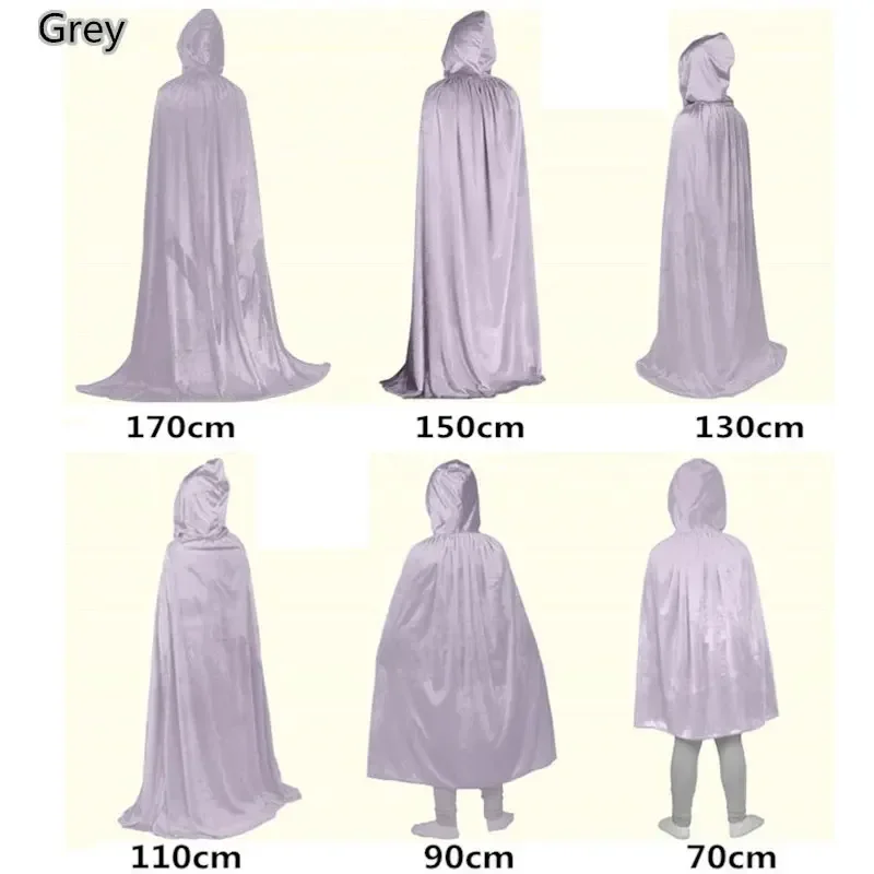 Mantelle con cappuccio di Halloween per bambini adulti mantelli lunghi costumi Cosplay strega rosso nero viola verde Grim Reaper Cape per donna uomo