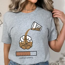 Brain Need Coffee Printed T Shirt Women Hip Hop Summer Soft Tops Fashion Casual Funny T-shirts Short Sleeve Breathable Tshirt