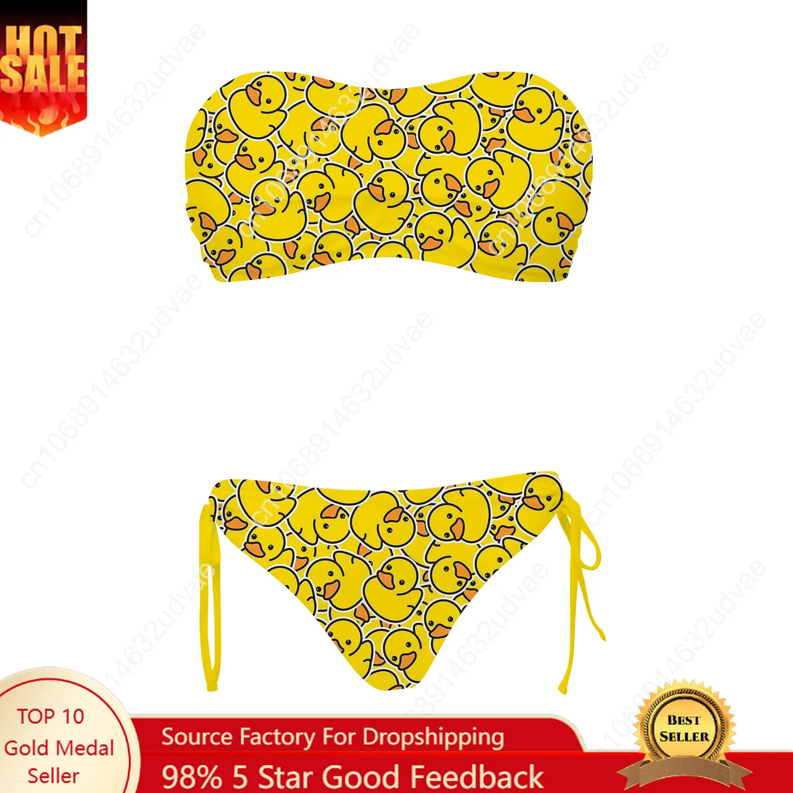 

Yellow Duck Swimsuit Womens Drawstring Two Piece Set Bathing Suits Personalized Swimwear Pool Party Bikini Customize Beachwear