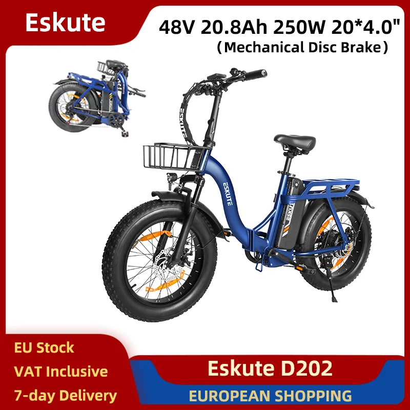Eskute D202 Elektrofahrrad 250W 48V 20,8Ah 20*4,0 Zoll …