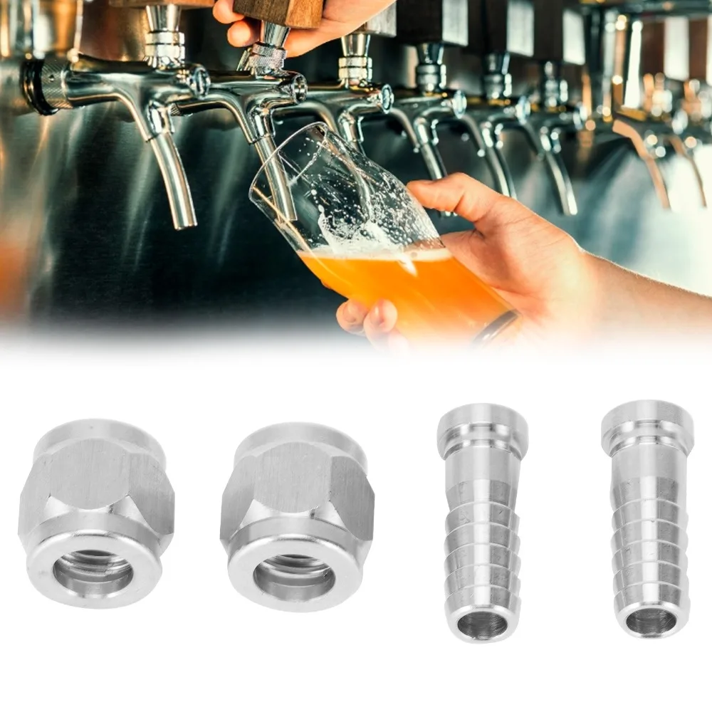 4pcs Durable Stainless Steel Swivel Nut Barb 8mm Barb Barb Fitting Set Hose Swivel Nut Ball Lock Keg