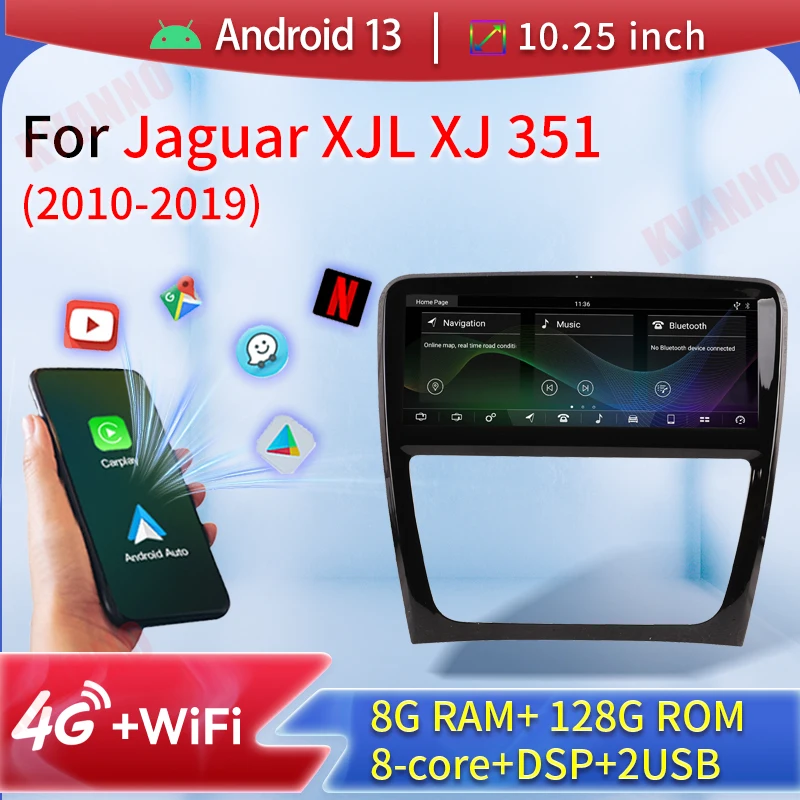 

2Din Android 13 10.25" For Jaguar XJL XJ 351 2010-2019 Touchscreen Multimedia Video Player Radio Stereo Car Accessories GPS WiFi
