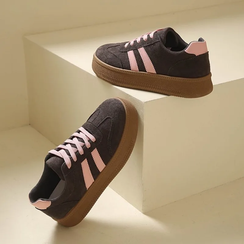 Damen-Sneaker aus Wildleder mit dicker Sohle, rutschfest, atmungsaktiv, zum Schnüren, Low-Top, All-Match, für den täglichen Gebrauch, Outdoor, Freizeit, Wanderschuhe – Detail 20