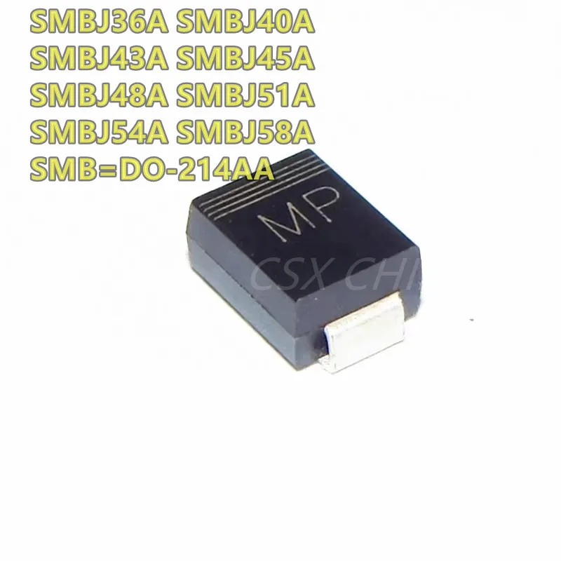 50pcs/lot SMBJ36A SMBJ40A SMBJ43A SMBJ45A SMBJ48A SMBJ51A SMBJ54A SMBJ58A SMB=DO-214AA TVS DIODE