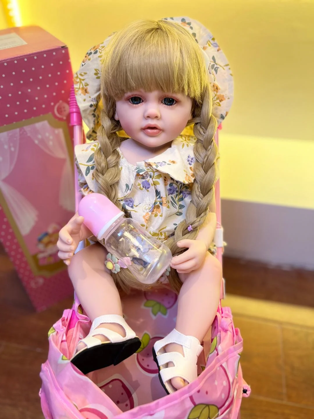 

55 CM Full Silicone Body Reborn Baby Blonde Hair Girl 22 Inch Doll Toy Lifelike Realistic Princess Toddler Bebe