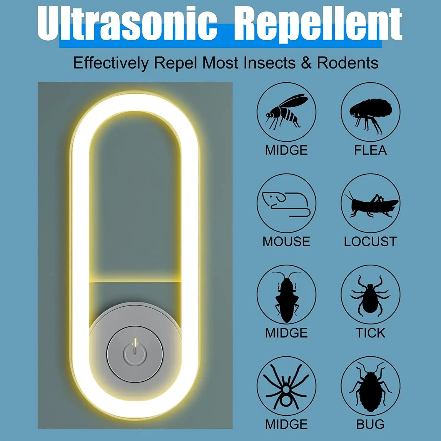 Ultrasonic Indoor Mosquito Repelente Lâmpada, Lâmpada eletrônica Noite, Household, 10 Pcs, 5 Pcs, 1Pc