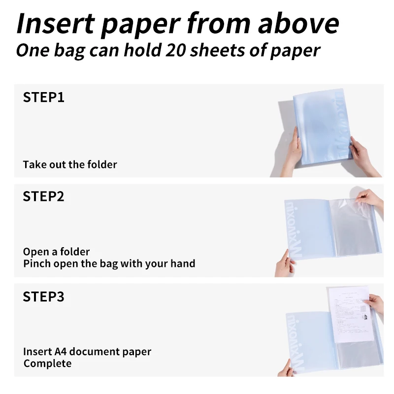 A4 Clear File Folder 20-100 Pages Large Capacity Multifunctional Document Organizer Desktop Storage