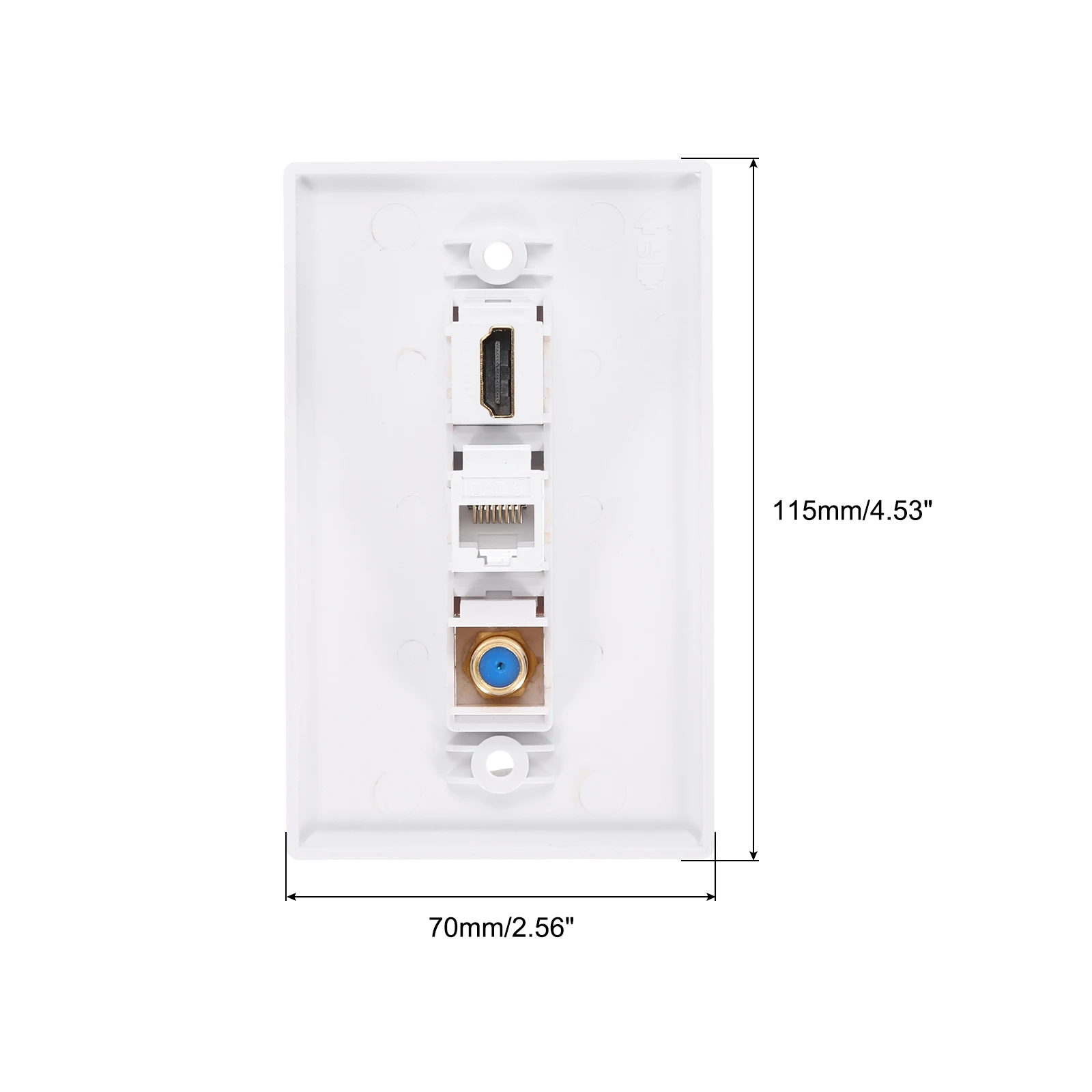 Cat6 Coax Female Ethernet Wall Plate 3 Port RJ45 ABS White Connecter Cover Insert Multimedia Board Wall Plate