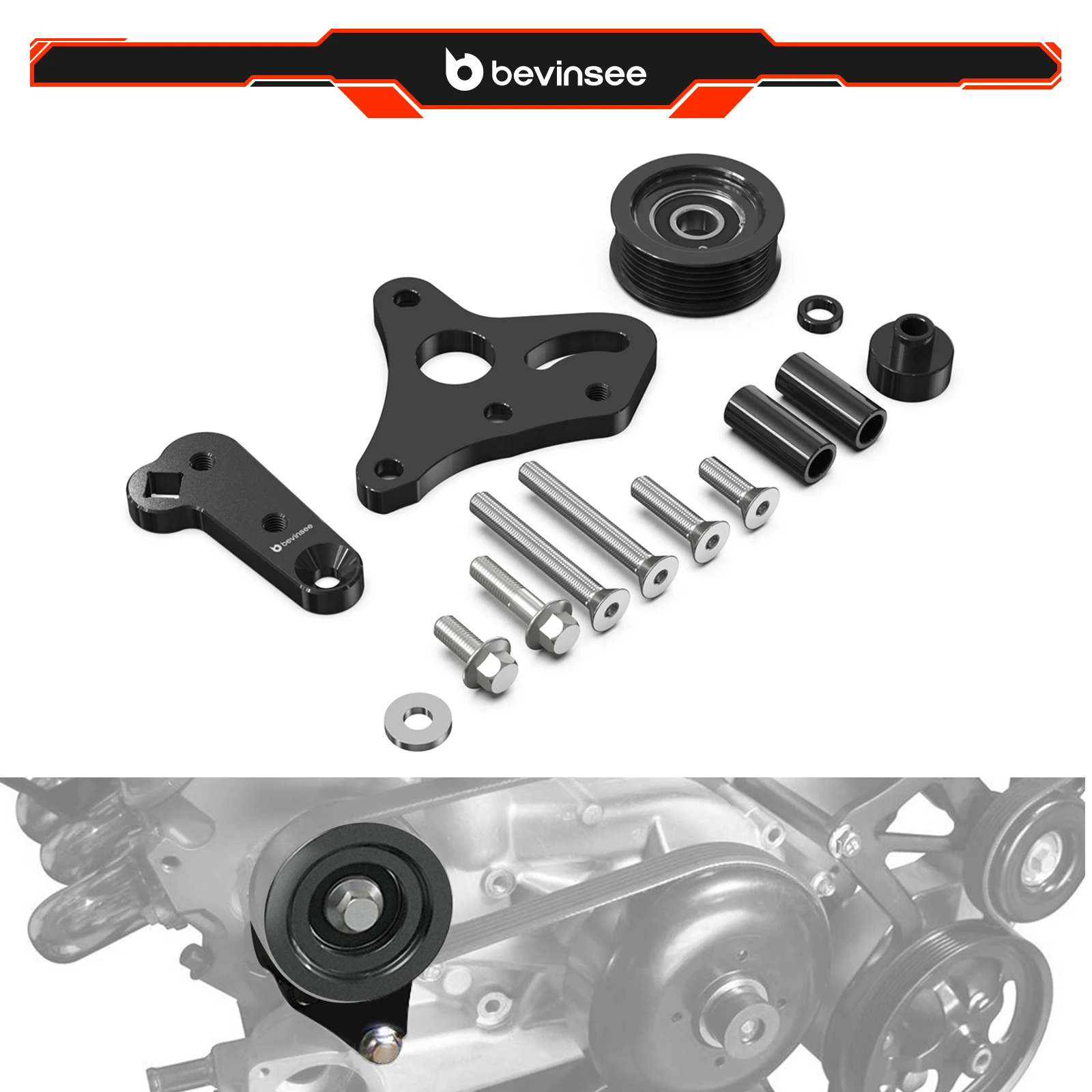 

For LS Truck Manual Belt Tensioner w/Pulley, for Cadillac Escalade, for Chevrolet Tahoe, for GMC Sierra/Yukon, for Hummer H2